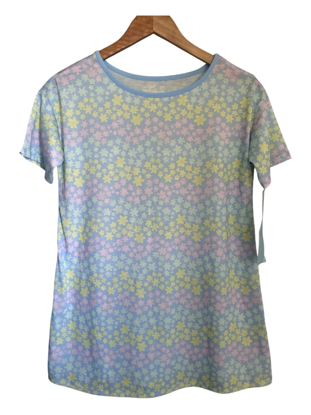 NWT Cat & Jack Strawberry Rainbow Star Floral Sleep Tee Lot of 2 Sz L